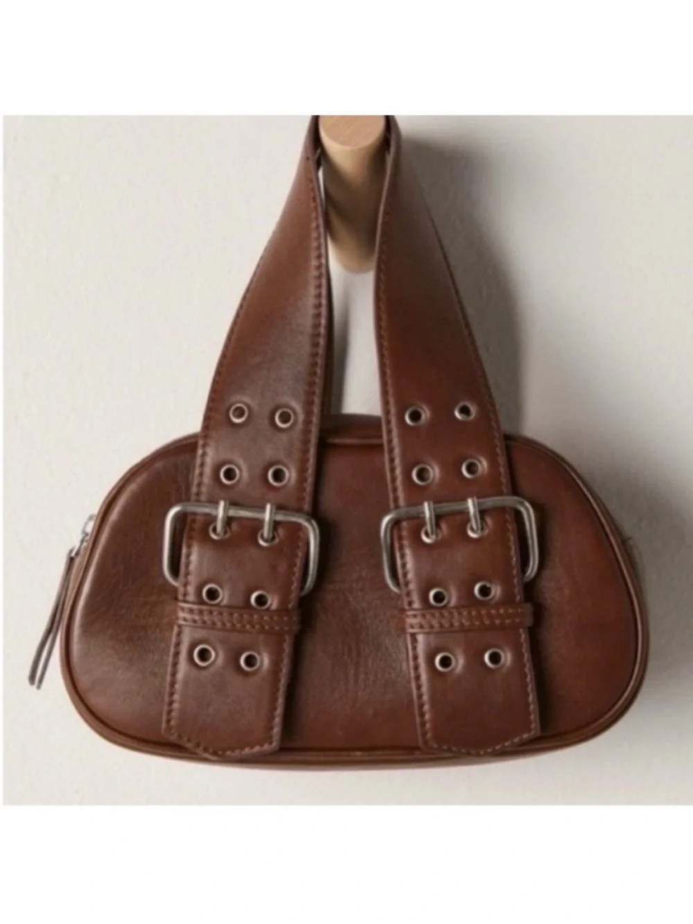 Free People Say Yes Bag Satchel in Espresso Chocolate Brown 100% Sheep Leathery